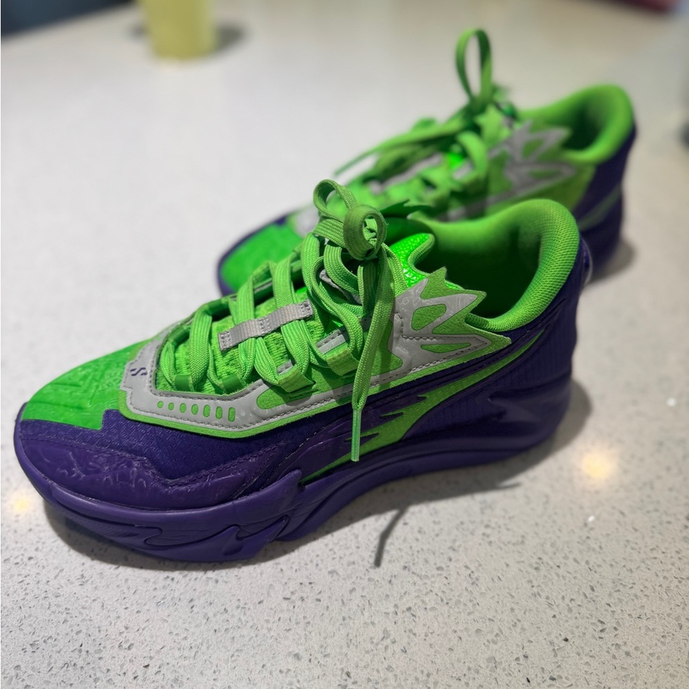 Vibrant Green and Purple Sneakers